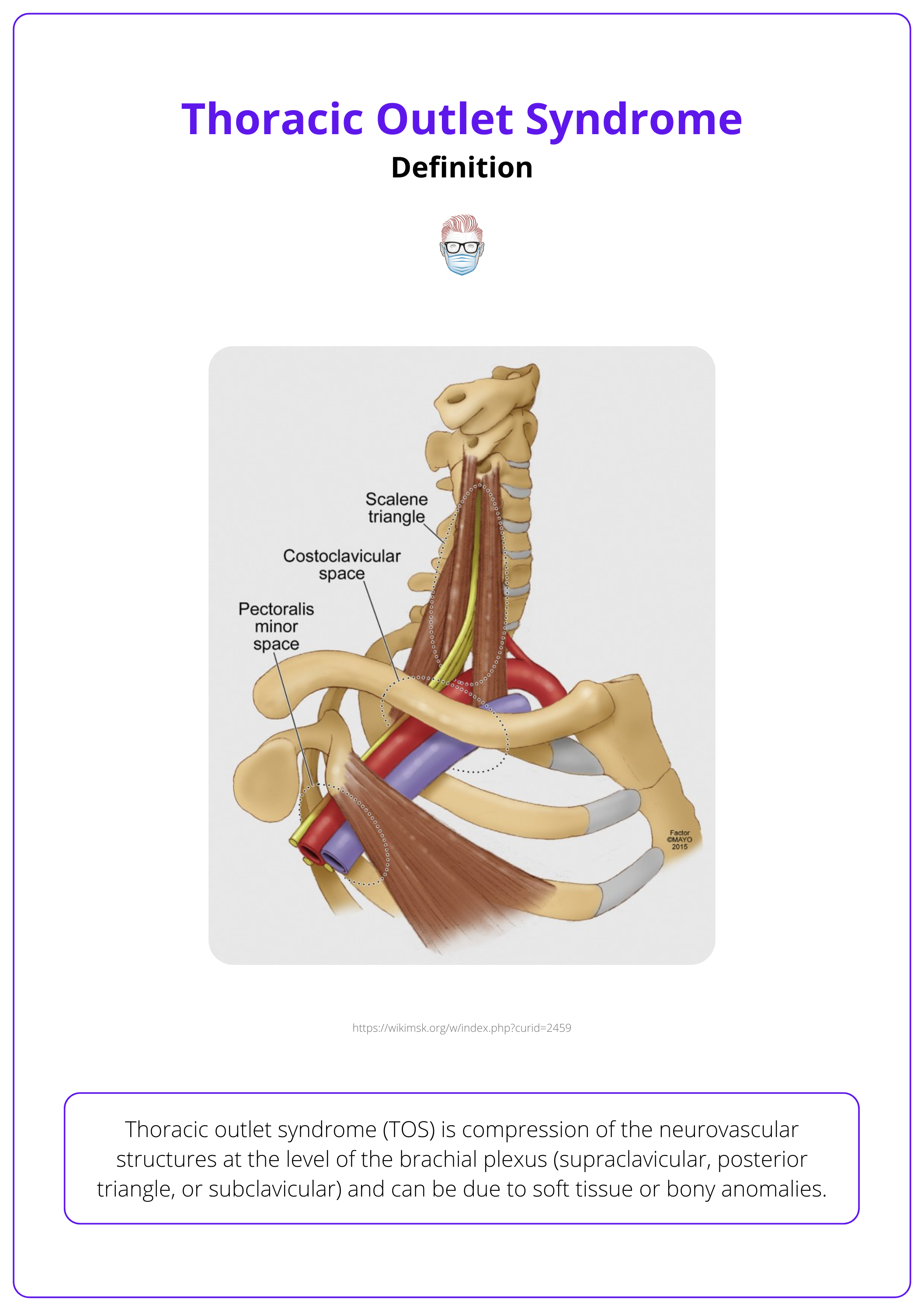 Definition of Thoracic Outlet Syndrome illustrated with the neurovascular anatomy of the thoracic outlet.