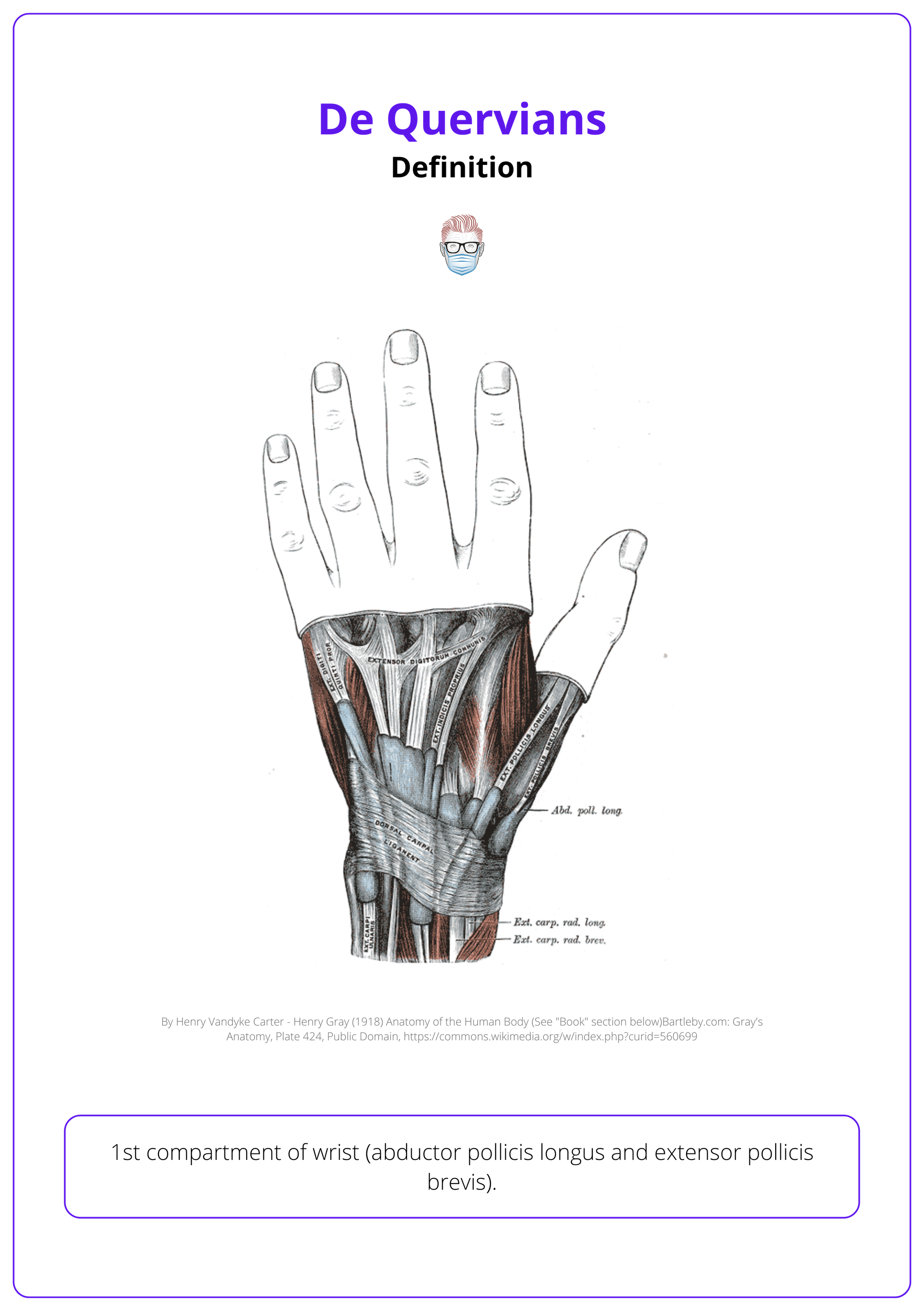 1st compartment of wrist (abductor pollicis longus and extensor pollicis brevis)